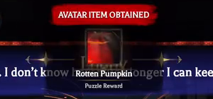 The original Rotten Pumpkin avatar-item-obtained message after returning to the lobby.